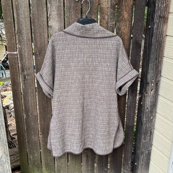 Greylin Anthropologie Wool Blend Brown Woven Short Sleeve Open Cardigan Sz S - Picture 8 of 14